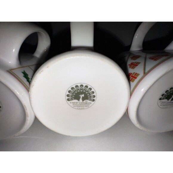 Vintage Christmas Mug Set First Ceramics Set of 4 Christmas Tree Ornment - Picture 7 of 8